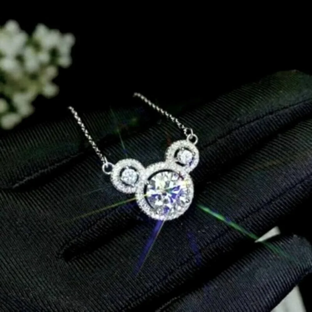 New 925 Silver CZ Mickey Necklace